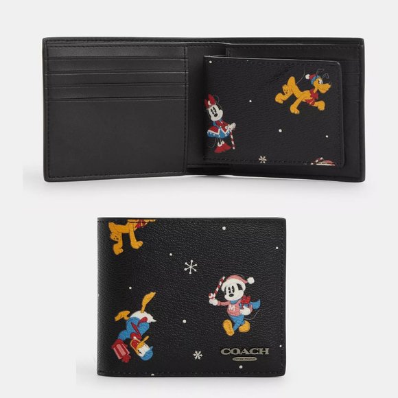 🐭Coach Disney X Coach 3 In 1 Wallet With Holiday Print - Picture 2 of 10